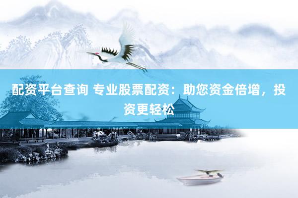 配资平台查询 专业股票配资：助您资金倍增，投资更轻松