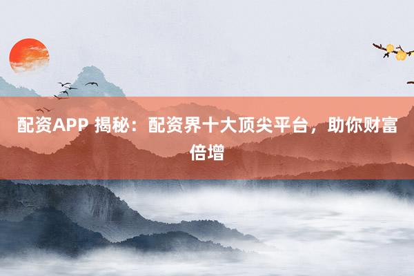 配资APP 揭秘：配资界十大顶尖平台，助你财富倍增