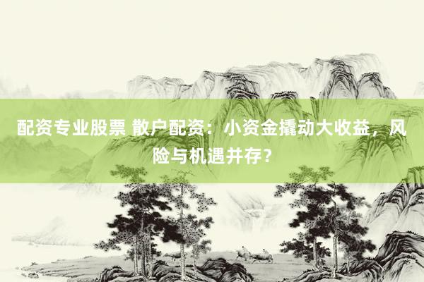 配资专业股票 散户配资：小资金撬动大收益，风险与机遇并存？