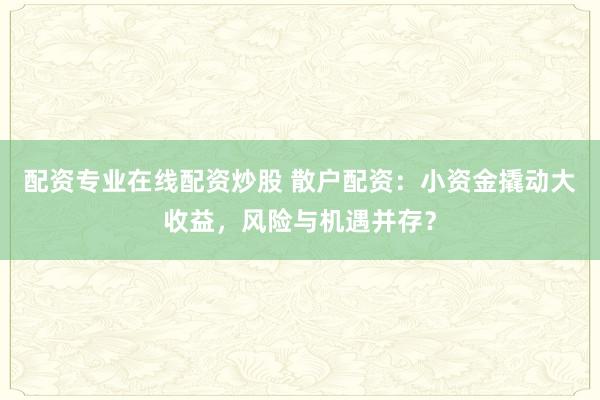 配资专业在线配资炒股 散户配资：小资金撬动大收益，风险与机遇并存？