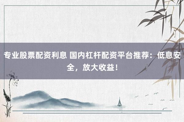 专业股票配资利息 国内杠杆配资平台推荐：低息安全，放大收益！
