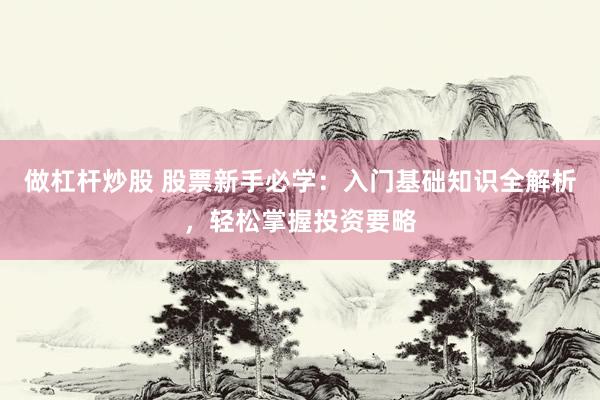 做杠杆炒股 股票新手必学：入门基础知识全解析，轻松掌握投资要略