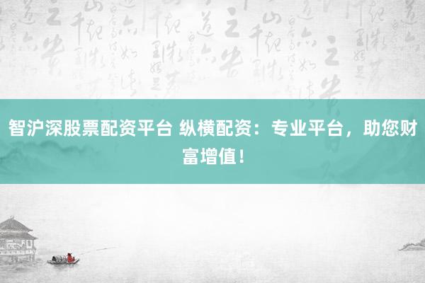 智沪深股票配资平台 纵横配资：专业平台，助您财富增值！