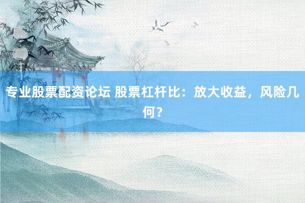 专业股票配资论坛 股票杠杆比：放大收益，风险几何？