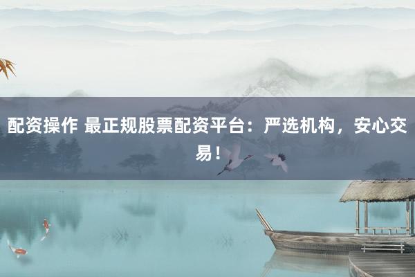 配资操作 最正规股票配资平台：严选机构，安心交易！