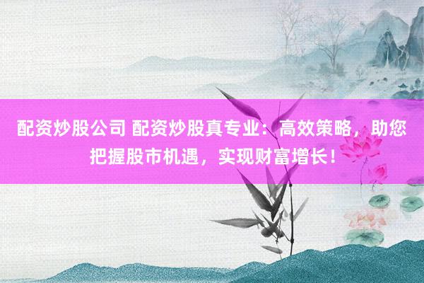 配资炒股公司 配资炒股真专业：高效策略，助您把握股市机遇，实现财富增长！