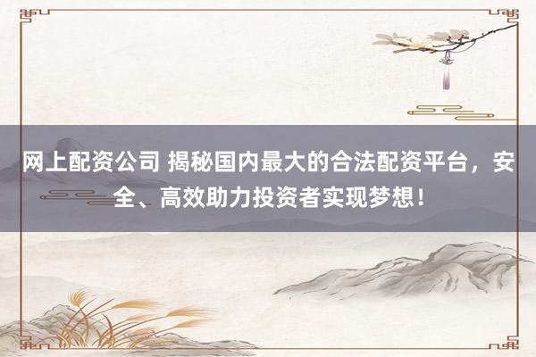 网上配资公司 揭秘国内最大的合法配资平台，安全、高效助力投资者实现梦想！