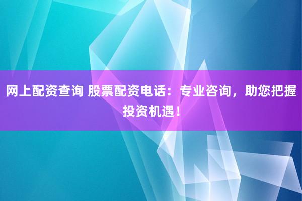 网上配资查询 股票配资电话：专业咨询，助您把握投资机遇！