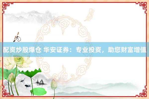 配资炒股爆仓 华安证券：专业投资，助您财富增值