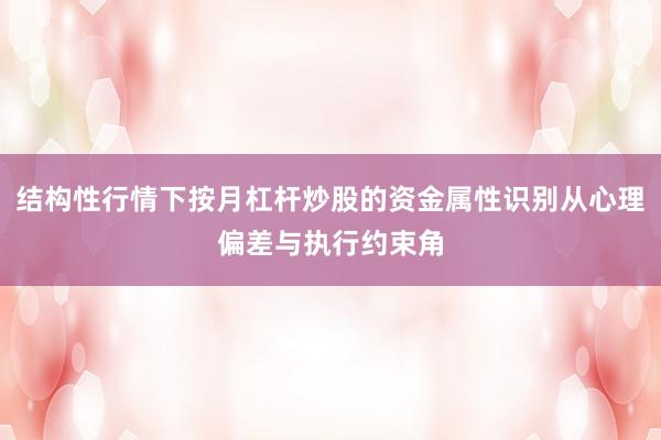 结构性行情下按月杠杆炒股的资金属性识别从心理偏差与执行约束角