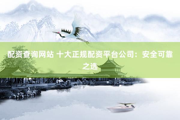 配资查询网站 十大正规配资平台公司:安全可靠之选
