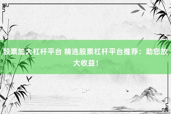 股票加大杠杆平台 精选股票杠杆平台推荐：助您放大收益！