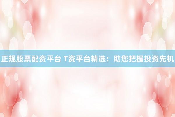 正规股票配资平台 T资平台精选：助您把握投资先机