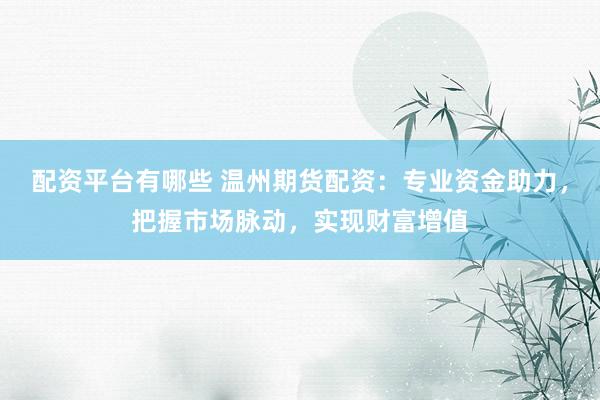 配资平台有哪些 温州期货配资：专业资金助力，把握市场脉动，实现财富增值