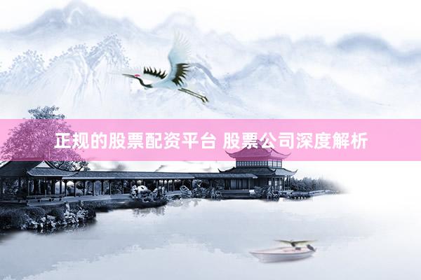 正规的股票配资平台 股票公司深度解析